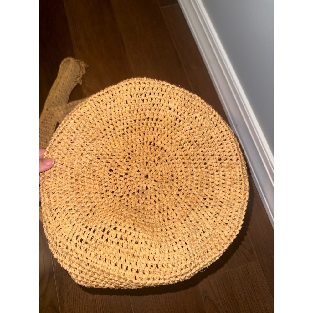 Helen Kaminski Raffia Crochet Shoulder Bag Honey Tan Boho Madagascar Bucket Tote - Picture 5 of 6